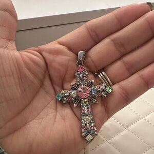 Multicolor Crystal Cross Pendant